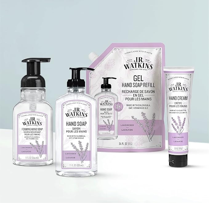 J.R. Watkins Gel Hand Soap Refill, Moisturizing Hand Wash, Alcohol-Free, Cruelty-Free, Lavender, 34 Fl Oz (Pack of 3)