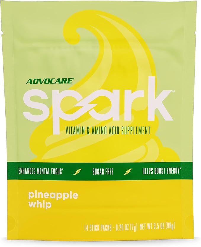 AdvoCare Spark - Energy Drink Mix - Vitamin & Amino Acid Supplement - Supports Energy & Focus - Portable Immune Support - Sugar-Free - Pineapple Whip, 14 Stick Packs (3.5 oz)