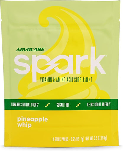 AdvoCare Spark - Energy Drink Mix - Vitamin & Amino Acid Supplement - Supports Energy & Focus - Portable Immune Support - Sugar-Free - Pineapple Whip, 14 Stick Packs (3.5 oz)