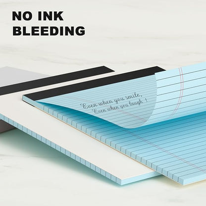 Blue Legal Pad Note Pads 8.5 x 11 inch, Wide Ruled Clear Print Writing Pads 30 Sheets/Pad, 20lb Colored Paper, Perforated Notepad with Sturdy Back (3 Pads Blue)