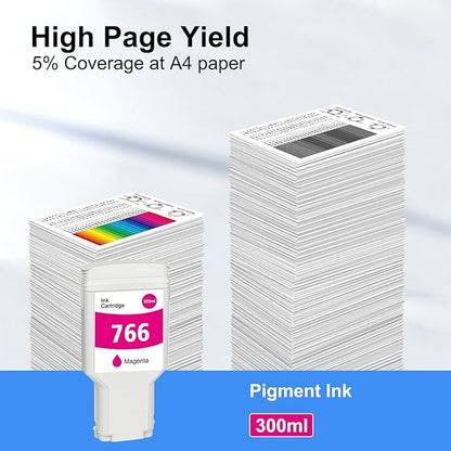 766 Ink Cartridge Magenta P2V90A 766 M DYE Ink Replacement for 766 Ink Cartridge for DesignJet XL 3600 3600dr Series Printer Ink 1-Pack 300ml