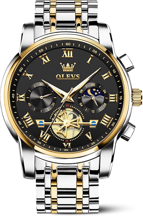 OLEVS Watches Men Waterproof Luxury Big Face Mens Watch Stainless Steel Quartz Analog Dress Watches for Men Luminous Multifunction Man Watch Relojes De Hombre