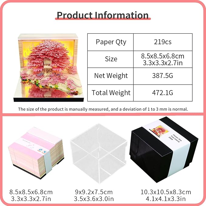 Time Piece Calendar 2026 Desk Calendar 3D Memo Pad Weekly Calendar Tear-Away Paper Carving Art Notepad Gift for Thanksgiving Christmas Office Desktop Decoration-Pink Flower Island
