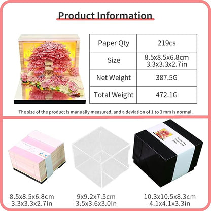 Time Piece Calendar 2026 Desk Calendar 3D Memo Pad Weekly Calendar Tear-Away Paper Carving Art Notepad Gift for Thanksgiving Christmas Office Desktop Decoration-Pink Flower Island