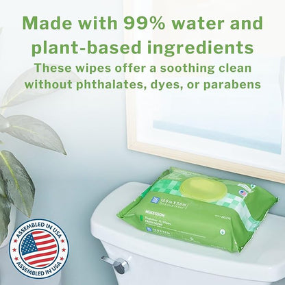 McKesson Flushable* Adult Wet Wipes XL – 576 Wipes (6 Pack of 96) – Aloe & Vitamin E, Plant-Based Cleansing Wipes, Unscented, Extra Large