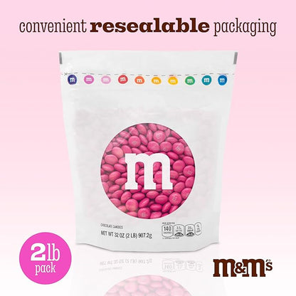 M&M’S WORLD Milk Chocolate Candy, Single Color, Dark Pink, 5-Pound Bulk Bag (Pack of 1)