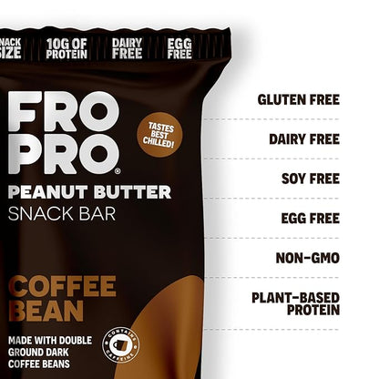 FROPRO Plant Protein Snack Bars - Plant Based Protein Bars, All-Natural, Gluten, Dairy, & Soy Free, High Protein Bars with Low Calories | Coffee, 24 Pack