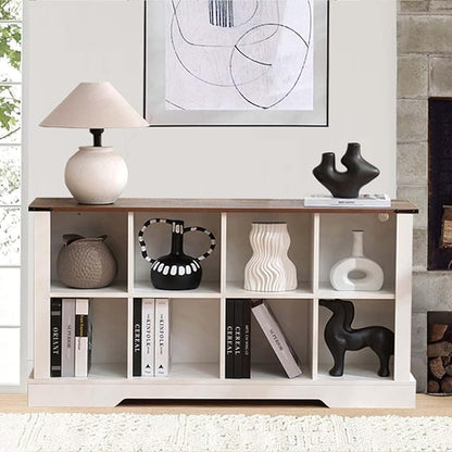 8 Cube Storage Organizer with LED Lights, Wooden Bookcase with Storage, Modern Cube Shelf for Living Room, Bedroom, Home Office - White
