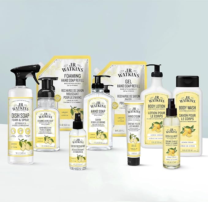 J.R. Watkins Gel Hand Soap Refill, Moisturizing Hand Wash, Formulated with Plant-Based Cleansers, Alcohol-Free, Cruelty-Free, Lemon, 34 Fl Oz, 2 Pack