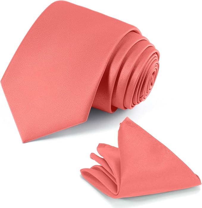 Black Tie Set in Gift Box Mens Solid Color 3.15" (8CM) Black Necktie and Pocket Square Set