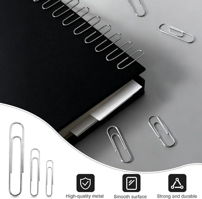 340 Pcs Paper Clips Binder Clips Set, Assorted Size Paperclips Binder Clips Large Medium & Small Size, Cute Office Supplies Set for School Supplies and Desk Essentials (Black)