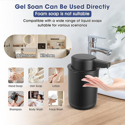 2 Pack Automatic Foaming Soap Dispenser, 10.5oz Touchless Electric Hand Soap Dispenser, Rechargeable Foam Pump for Kitchen Sink, Modern Black (Black)