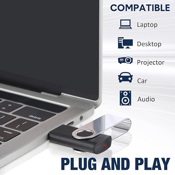 5 Pack 64GB USB Flash Drive with Type C Adapter and Storage Box USB 2.0 High Speed Metal Pen Drive 360° Rotatable Storage Memory Stick for Phone/Pad/PC/Laptop/Android - Black(5-Pack 64GB)