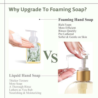 ROMIIE ZOI Foaming Hand Soap Refill Gift Set – 3 Pack (1000ML Each) with Dispenser – Bamboo Scent – Gentle & Moisturizing Plant-Based Formula – Bulk Refill Bottles for Bathroom & Kitchen Use