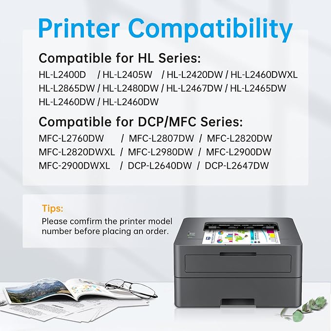 4-Pack TN830XL Black Toner Cartridges Compatible for Brother TN830 TN 830 XL Use for HL-L2460DW DCP-L2640DW MFC-L2820DW Printer