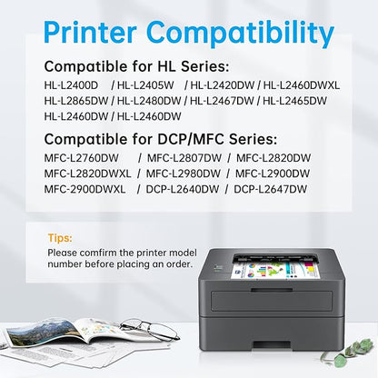 4-Pack TN830XL Black Toner Cartridges Compatible for Brother TN830 TN 830 XL Use for HL-L2460DW DCP-L2640DW MFC-L2820DW Printer