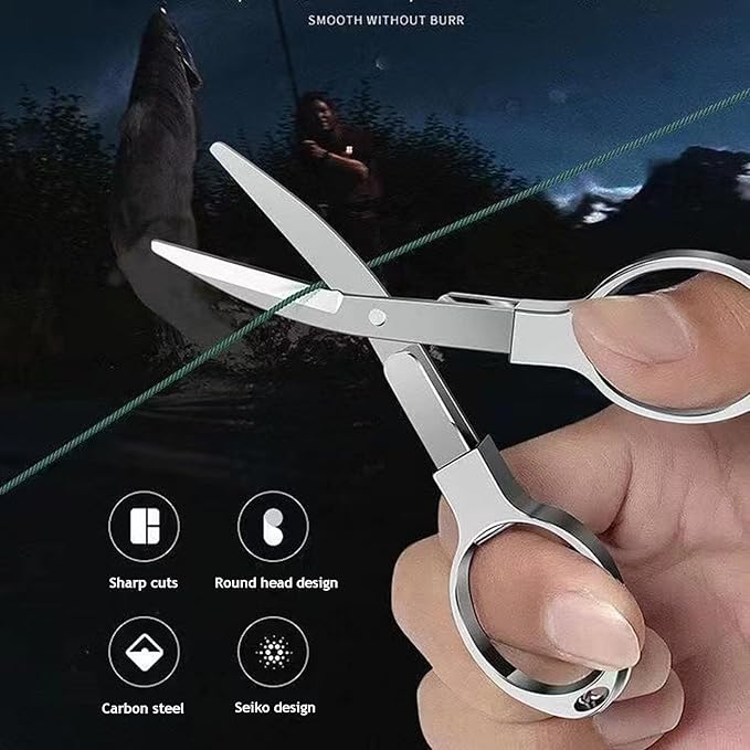 Folding Mini Scissors, Stainless Steel Retractable Small Scissors for Home Office and Travel, 2-Piece Set