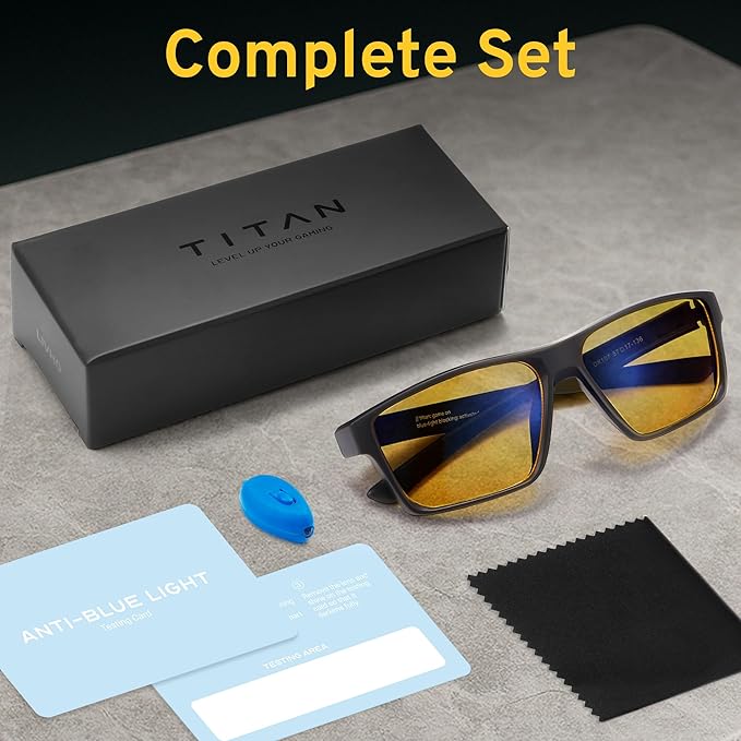 Titan Gaming Glasses, Anti Blue Light Glasses Men, UV400 Protection Blue Light Blocking Glasses for Computer Eye Strain