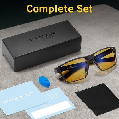 Titan Gaming Glasses, Anti Blue Light Glasses Men, UV400 Protection Blue Light Blocking Glasses for Computer Eye Strain