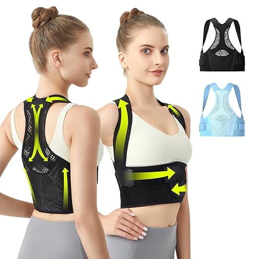 Posture Corrector for Women, Lightweight and Breathable Back Brace for Pain Relief, Rounded Shoulders and Hunchback, Compact & Portable with Fashionable Design, Invisible Under Clothes Black M