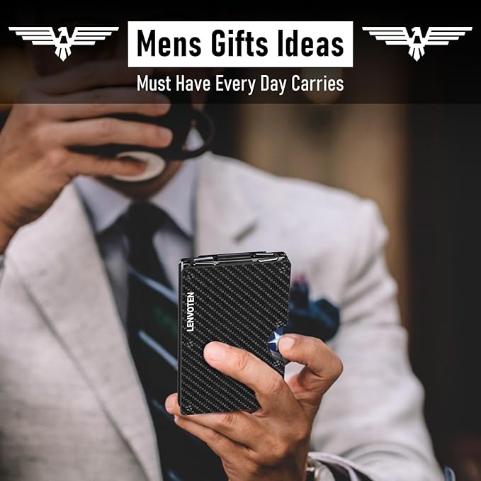 Upgraded Hinged Minimalist Wallet for Men | Slim Metal RFID Blocking Wallet | Credit Card Holder & Money Clip Holds 20 Cards | Premium Scratch-Resistant Finish | Ideal Gift for Men