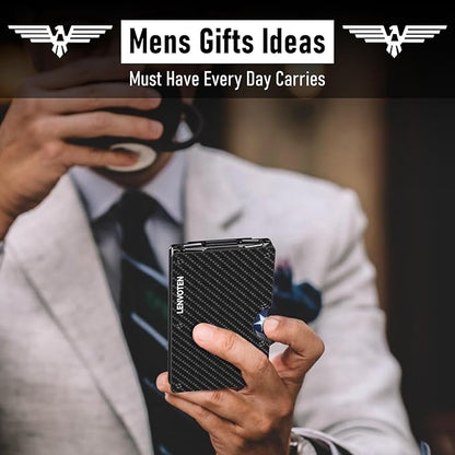 Upgraded Hinged Minimalist Wallet for Men | Slim Metal RFID Blocking Wallet | Credit Card Holder & Money Clip Holds 20 Cards | Premium Scratch-Resistant Finish | Ideal Gift for Men