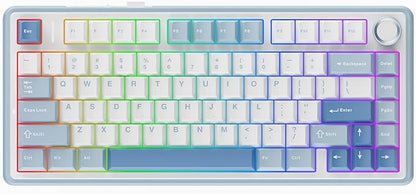 EPOMAKER x Aula F75 Gasket Mechanical Keyboard, 75% Wireless Hot Swappable Gaming Keyboard with Five-Layer Padding&Knob, Bluetooth/2.4GHz/USB-C, RGB (Sea Salt Blue, LEOBOG Reaper Switch)