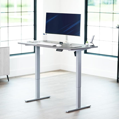 VIVO Electric 55 x 28 in Standing Desk, Memory Height Adjustment, 1B Series, One-Piece Dark Gray Top, Gray Frame, DESK-KIT-1G55G