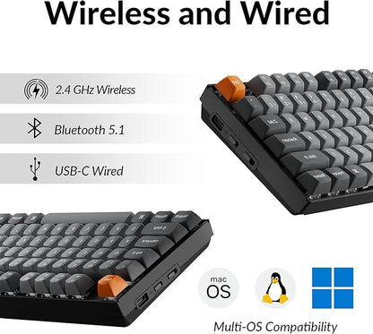 Keychron K8 Max Wireless Mechanical Gaming Keyboard, TKL Layout QMK 2.4 GHz/Bluetooth 5.1/Wired Tri-Mode Connection, RGB with Keychron Super Brown Switch Compatible with Mac Windows Linux