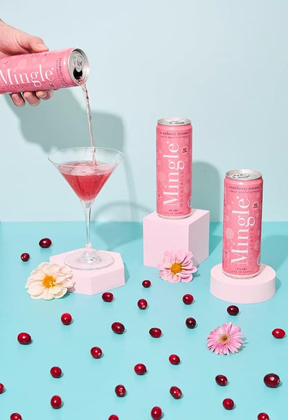 Mingle Mocktails Cranberry Cosmo, Premium Non-Alcoholic Drinks, Tangy and Sweet Pre-Mixed Drinks, Healthy Alternatives, Canned Mocktails, 12 fl. oz. Cans, Pack of 12