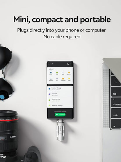 MOVE SPEED 128GB Solid State Flash Drive 400MB/s High Speed Type C + USB 3.2 Drive Dual Port, Thumb Drive Compatible with iPhone 15, 16,17 Series/Android Phone/MacBook/Audio/Smart TV(1 Pack)