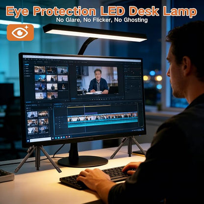 LED Desk Lamp for Home Office, 360° Flexible Gooseneck Desk Light with 3 Color Modes & 10 Brightness, Eye-Caring Adjustable Task Light for for Piano, Computer, Workbench, 10W, 1000LM (Black)
