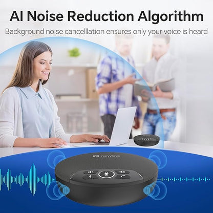 N newline USB Conference Microphone Speaker with Dongle, Bluetooth Speakerphone, 360° Voice Pickup, 4 Mics, Portable USB Speakerphone w/Noise Reduction for Home Office, Meeting Teams, Zoom, NewPie 30