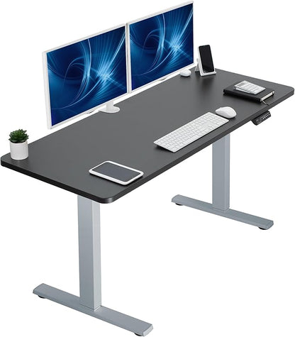 VIVO Electric 60 x 24 in Standing Desk, Memory Height Adjustment, 1B Series, One-Piece Black Top, Gray Frame, DESK-KIT-1G6B