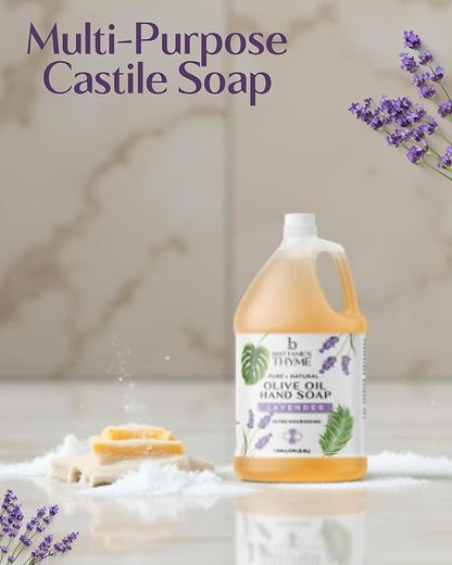 Brittanie's Pure Organic Castile Liquid Olive Oil Soap Refill, Lavender, 1 Gallon | Face, Body Wash, Dishes, Pets & Laundry | Vegan & Gluten Free Non-GMO