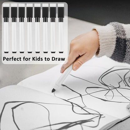 Beieverluck 200 Pieces Magnetic Dry Erase Markers with Eraser Cap Magnet Whiteboard Markers Bulk Fine Tip Dry Erase Pens for Kids Teachers Office School Supplies, Black