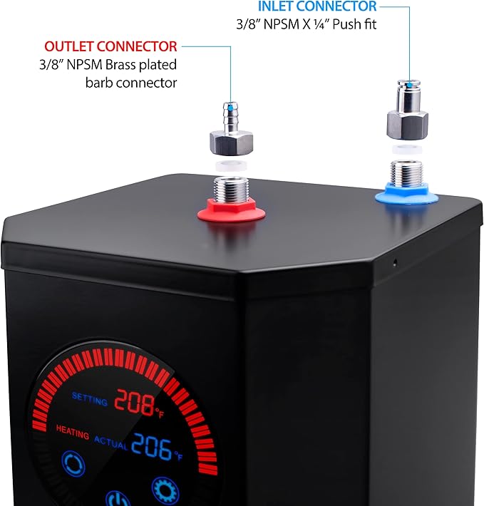 American Standard ASH-410 Digital Hot Water Dispenser, Includes Polished Chrome Dual Handle Faucet 1500 Watts, 110v