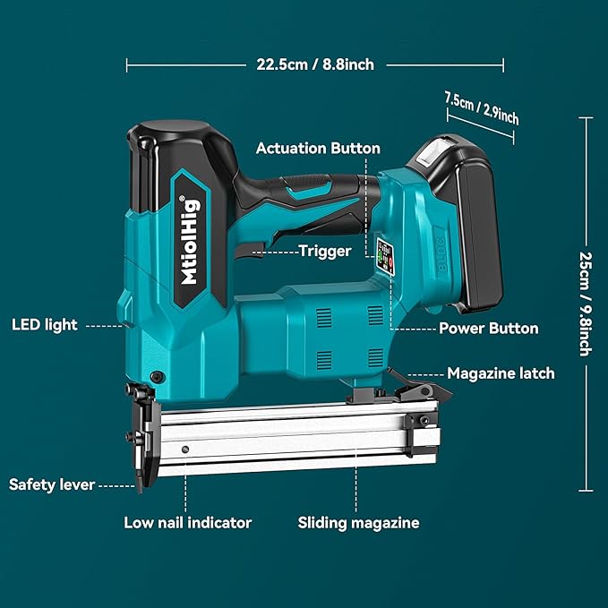Cordless Brad Nailer for Makita 18V Lithium-Ion Battery, Powered Electric Nail Gun for Wood 18GA, Brushless Motor, 2 Mode, 18 Gauge 5/8 to 1-1/4 Inch, Lightweight and Ergonomic, Tool Only