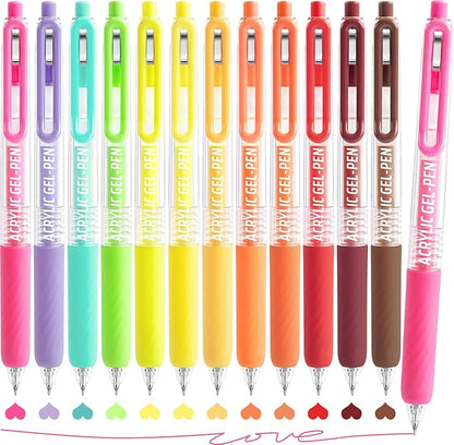 Gel Pens For Coloring, 12 Colors Retractable Colored Pens for Black Paper & White Paper, 0.7mm Fine Point Colorful Pens for Coloring, Writing, Drawing, Journaling, Note Taking, School, Office, Home