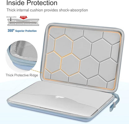FINPAC Hard Laptop Sleeve Case for 13 inch MacBook Air M4 2025 M3 2024, 14 inch MacBook Pro M5/M4/M3/M2 A3401 A3185 A2918 A2992, 13'' Air/Pro, Waterproof Case for Dell, Surface Laptop, HP, Ice Blue