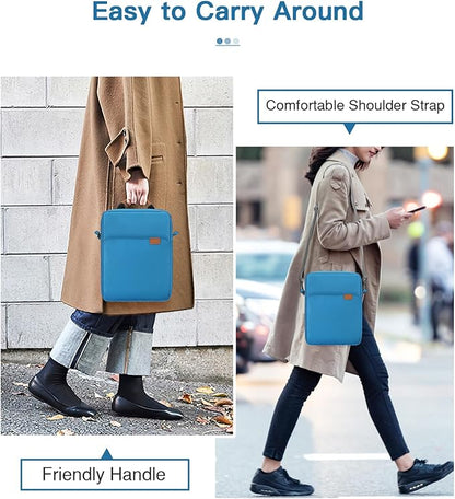 MoKo 13.3-14 Inch Laptop Sleeve Bag Fits MacBook Pro M3/M2 14" 2023, MacBook Pro 13" M2, New MacBook Air 13.6" M3/M2 2024/2022,Tab S8 Ultra 14.6",Handle Carrying Case with Shoulder Strap, Peacock Blue