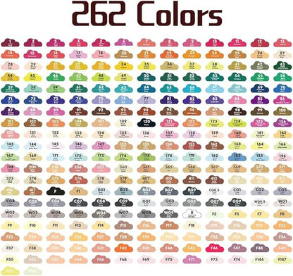 262-Color Dual-Tip Markers Set with Shoulder Bag - Art Markers for Coloring, Drawing & Sketching -Gift for Kids, Teens, Artists