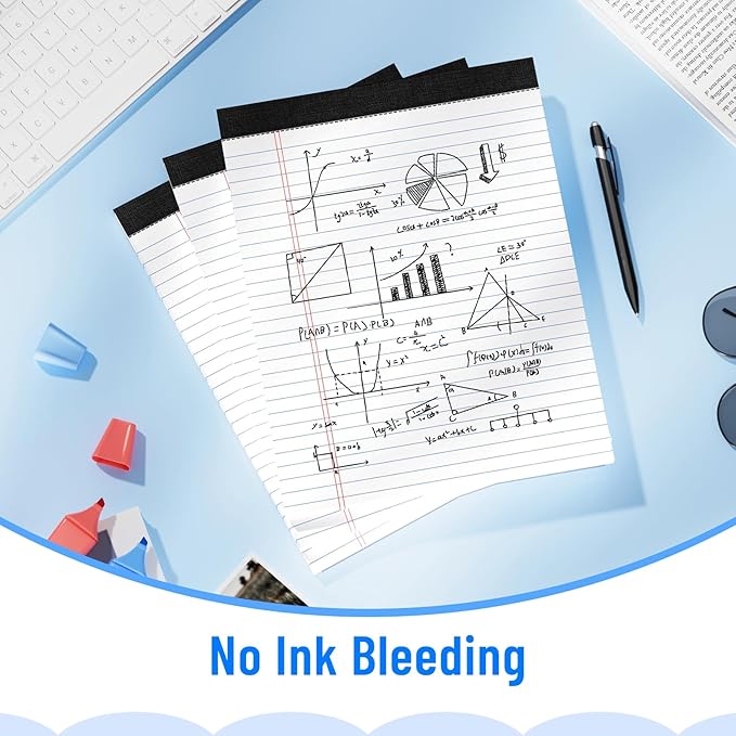 2pcs Legal Pads 8.5 x 11, Notepads 8.5 x 11 Inch, White Note Pads Clear Print Writing Pads of Paper, Memo Pads , Perforate Legal Notepads Paper , Wide Ruled Lined with Sturdy Back,50 Sheets/Pack