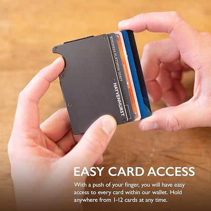 Hayvenhurst Wallet For Men - Reinvented Design Men's Wallet - Slim, Minimalistic & Seamless Card Case, Blocks RFID Scanners, Holds 12 Cards (Iron)