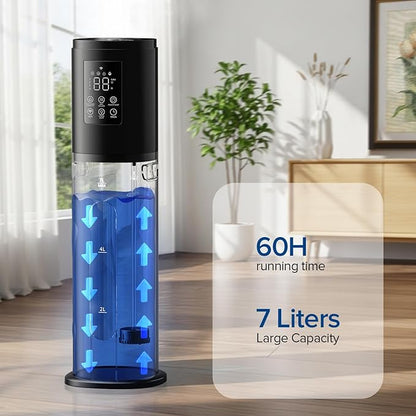 Smart Humidifiers Large Room, 7L/1.85Gal Cool Mist Humidifier for Bedroom, Top Fill, Smart App & Remote Control, 4 Mist Levels