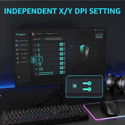 Rapoo VT3PRO MAX Wireless Gaming Mouse, 59g Superlight, 8KHz Polling, PAW 3950 Ultimate Optical Sensor, 30K Independent X/Y DPI, 1+8 Programmable Buttons, 200H Battery Life, Classic Shape, PC, Black