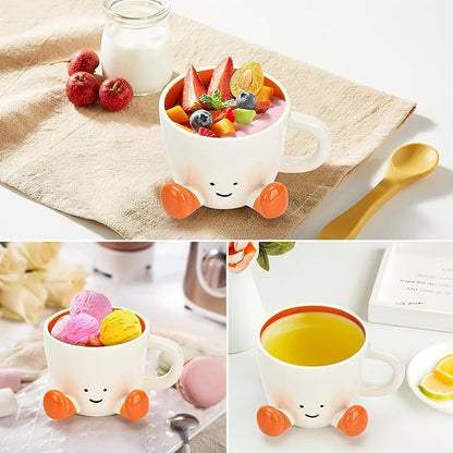 Coffee Mugs,Cute funny Mug For Women, 12.8oz/380ml Unique Ceramic Coffee Tea Cups, Office Mug Gift (orange)