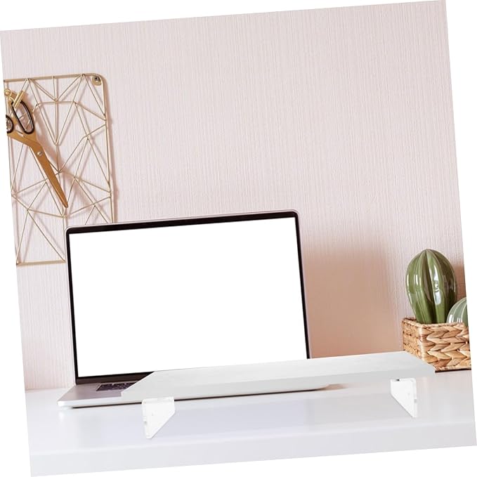 Acrylic Laptop Stand for Desk White Monitor Riser Ergonomic Computer Screen Riser with Smooth Polished Surface Eye-level Height Monitor Shelf for Office and Home