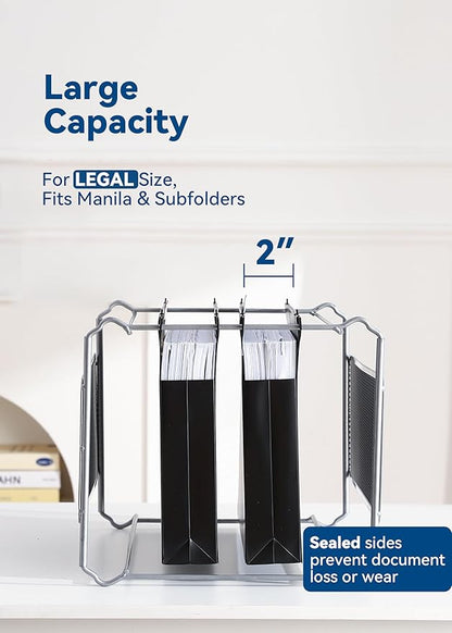 Plastic Extra Capacity Legal Size Hanging File Folders, 2" Expanding Pocket, Heavy Duty for Filing Cabinet, Insertable 1/5-Cut Tabs - 12 Pack