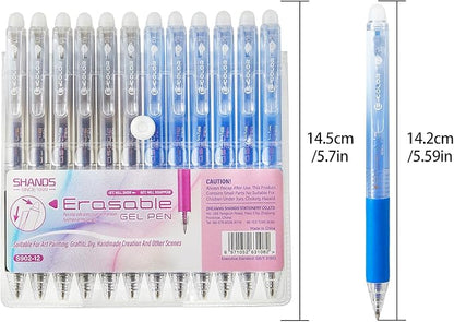 12Pcs Retractable Erasable Gel Pens Clicker,Fine Point 0.7mm Smooth Writing Pens,For Writing Journaling Taking Notes School Office Home. (6Black+6Blue)